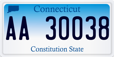 CT license plate AA30038