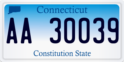 CT license plate AA30039