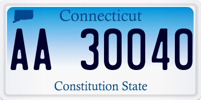 CT license plate AA30040