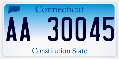 CT license plate AA30045