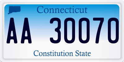 CT license plate AA30070