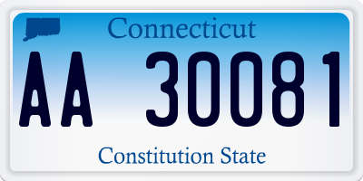 CT license plate AA30081