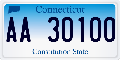 CT license plate AA30100