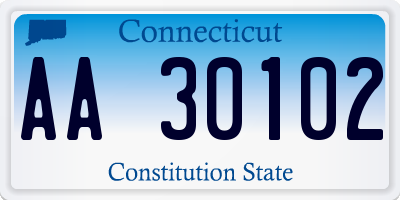 CT license plate AA30102