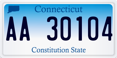 CT license plate AA30104