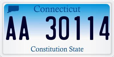 CT license plate AA30114