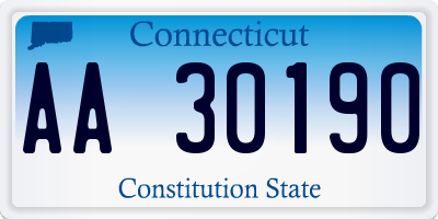 CT license plate AA30190