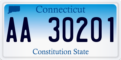 CT license plate AA30201