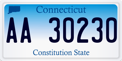 CT license plate AA30230