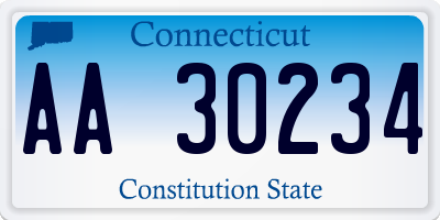 CT license plate AA30234