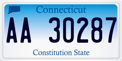 CT license plate AA30287