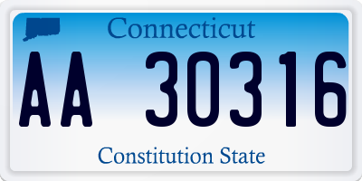 CT license plate AA30316
