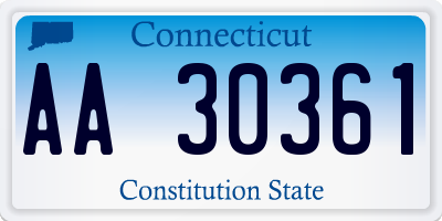 CT license plate AA30361