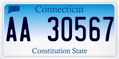 CT license plate AA30567