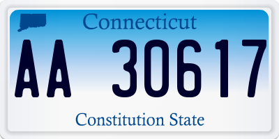 CT license plate AA30617