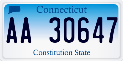 CT license plate AA30647