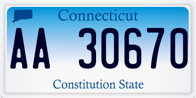 CT license plate AA30670