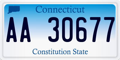 CT license plate AA30677