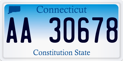 CT license plate AA30678