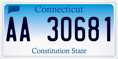 CT license plate AA30681