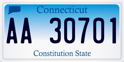 CT license plate AA30701