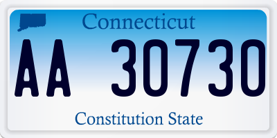 CT license plate AA30730