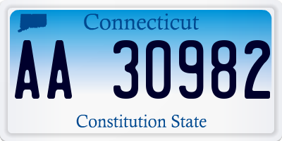 CT license plate AA30982