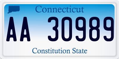 CT license plate AA30989