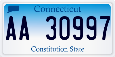 CT license plate AA30997