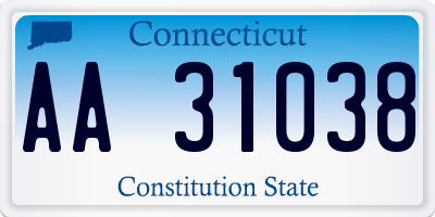 CT license plate AA31038