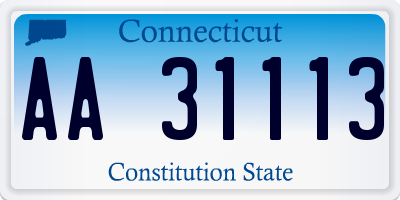 CT license plate AA31113