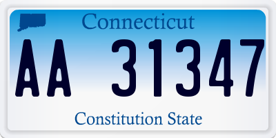 CT license plate AA31347