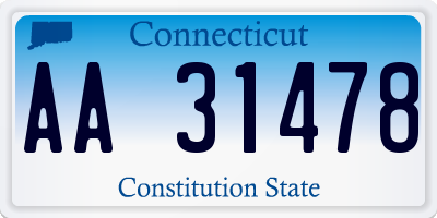 CT license plate AA31478