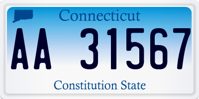 CT license plate AA31567