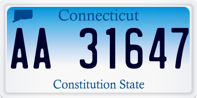 CT license plate AA31647