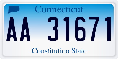 CT license plate AA31671
