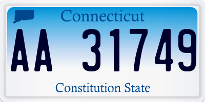 CT license plate AA31749