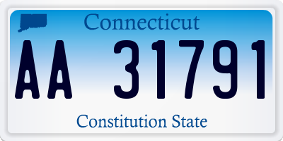 CT license plate AA31791