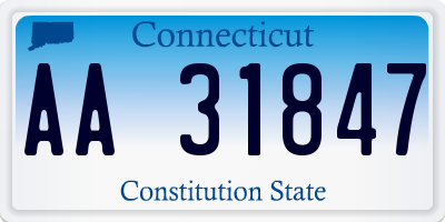 CT license plate AA31847