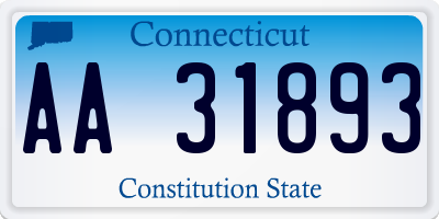 CT license plate AA31893