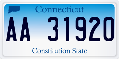 CT license plate AA31920