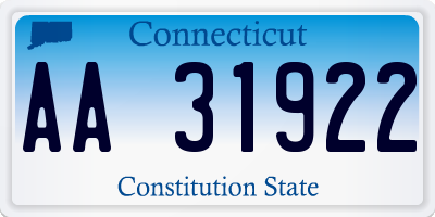 CT license plate AA31922