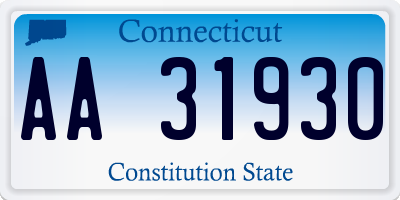 CT license plate AA31930