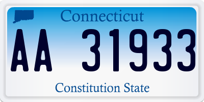 CT license plate AA31933