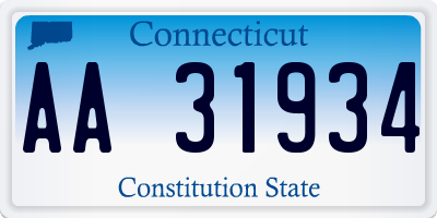 CT license plate AA31934