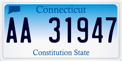 CT license plate AA31947
