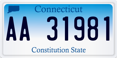 CT license plate AA31981