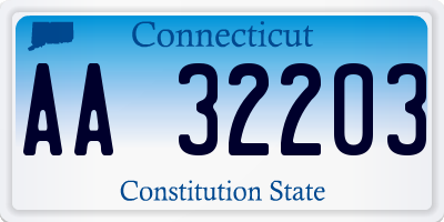 CT license plate AA32203
