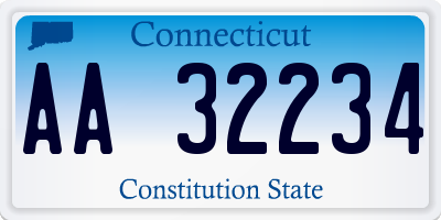 CT license plate AA32234