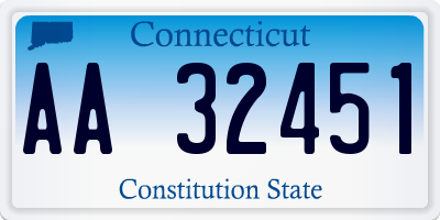 CT license plate AA32451